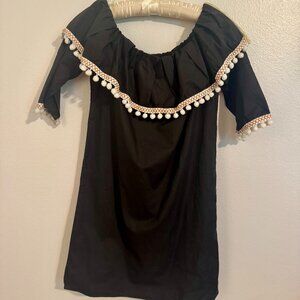 Hot & Delicious Black Over the Shoulder Dress Black Small
